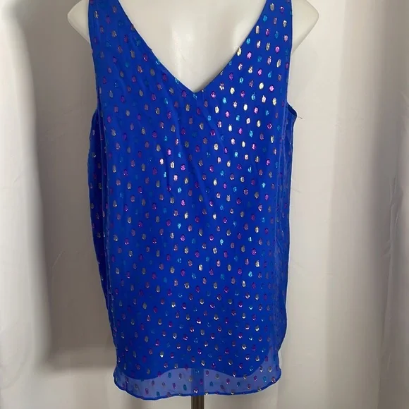 🌺 Lilly Pulitzer Florin blue Moroccan metallic top small - Picture 8 of 8